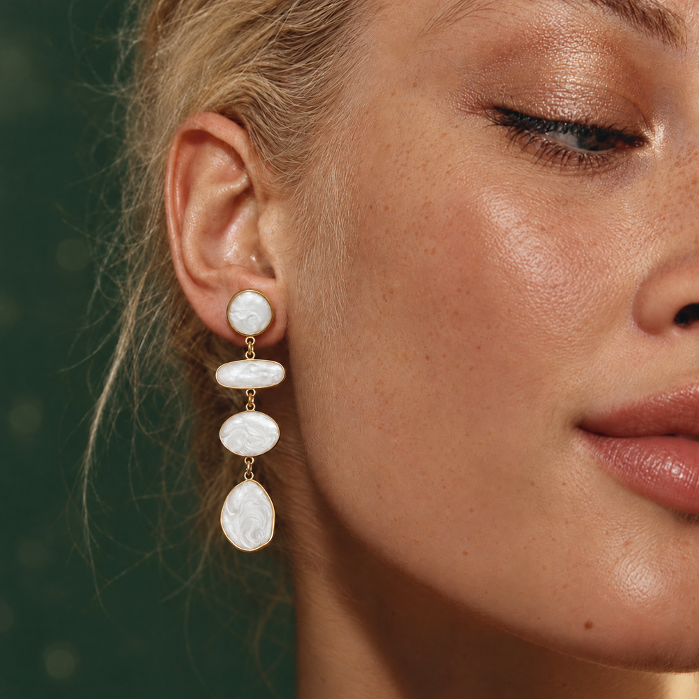 Lunar Eclipse Ivory Drop Earrings