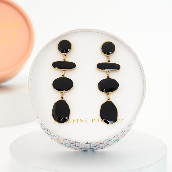 Solar Eclipse Black Drop Earrings