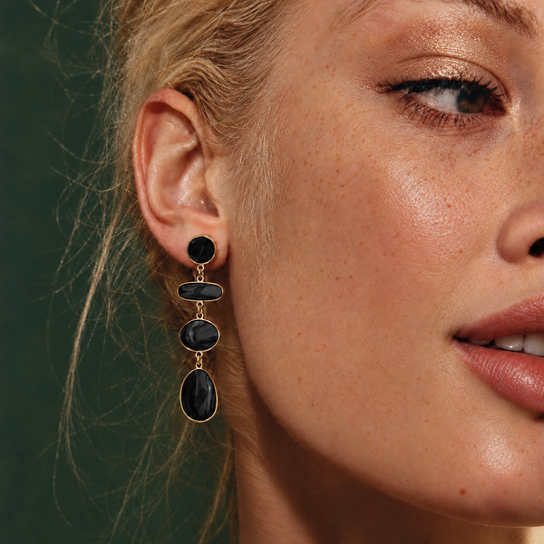 Solar Eclipse Black Drop Earrings