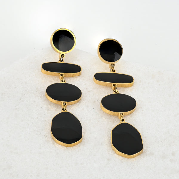 Solar Eclipse Black Drop Earrings