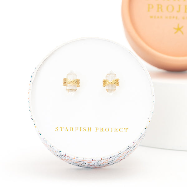 Gold and crystal studs, crystal earrings for women, Starfish Project brand, earrings like Pandora, best gifts for Christmas