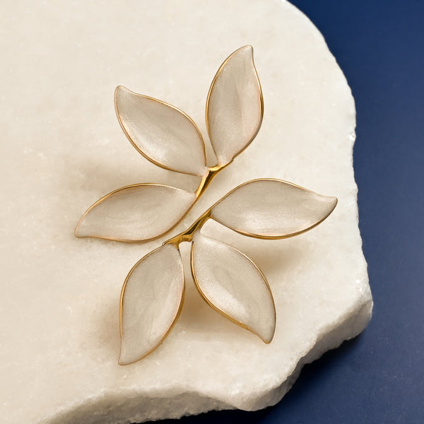 Canopy Leaf Earrings in Pearl White