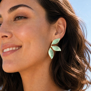 Canopy Leaf Earrings in Mint
