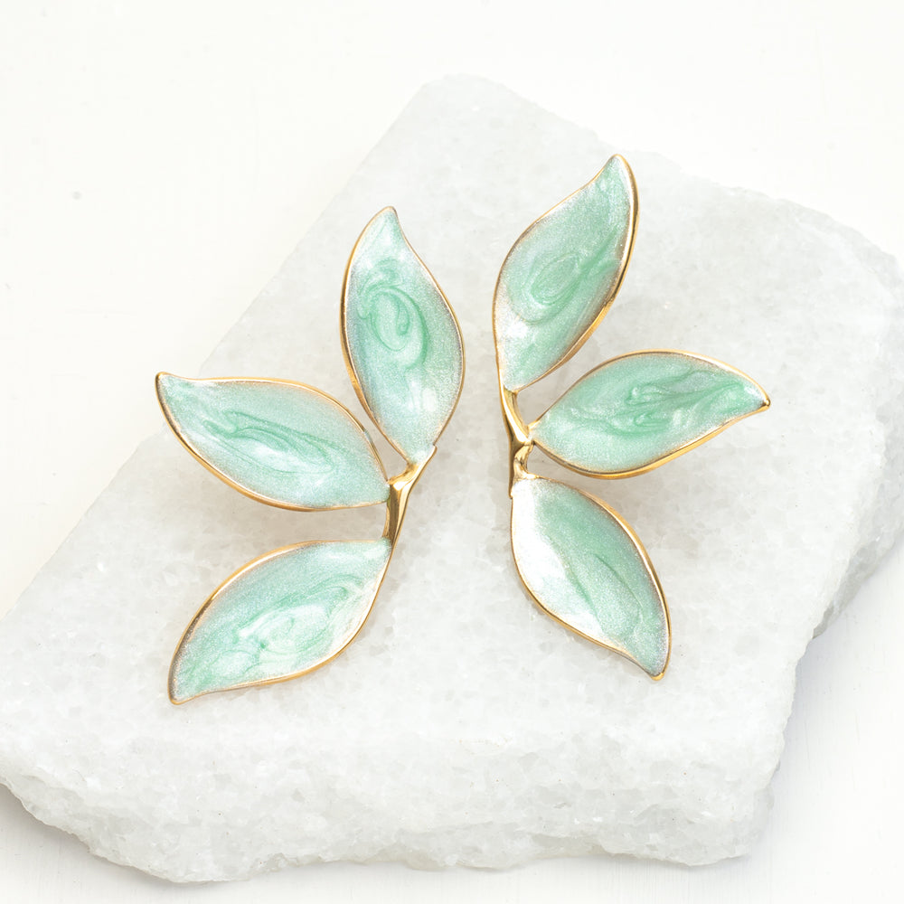 Canopy Leaf Earrings in Mint