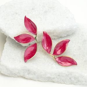 Canopy Leaf Earrings in Ruby Glow
