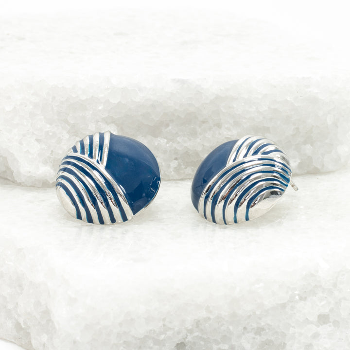 Serenity Wave Earrings in Silver & Cobalt Blue