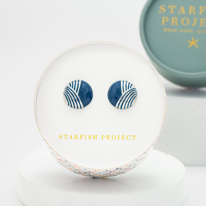 Serenity Wave Earrings in Silver & Cobalt Blue