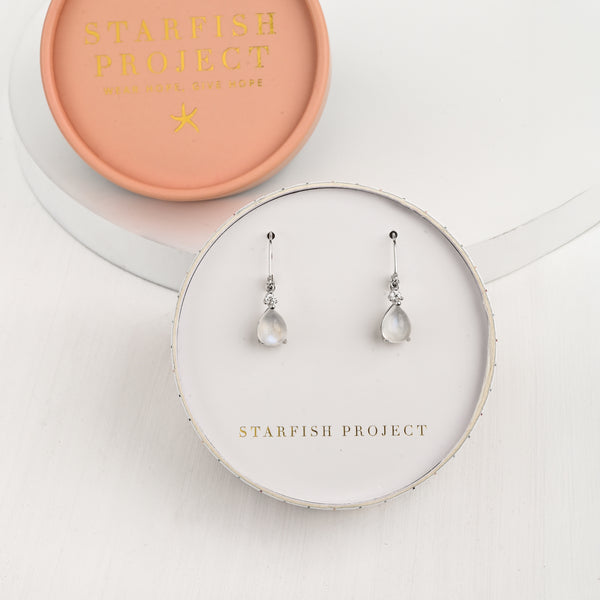 Lunar Dewdrops Moonstone Earrings