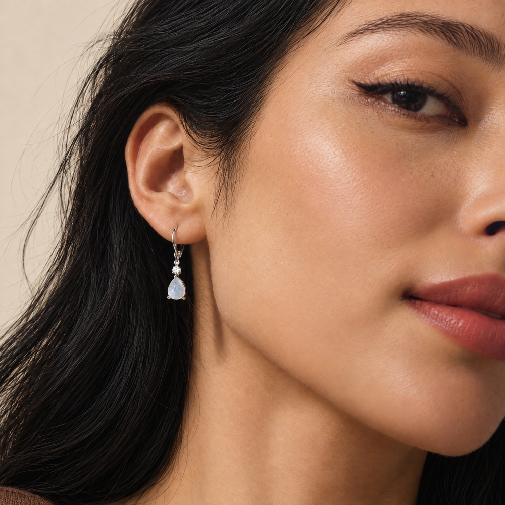 Lunar Dewdrops Moonstone Earrings