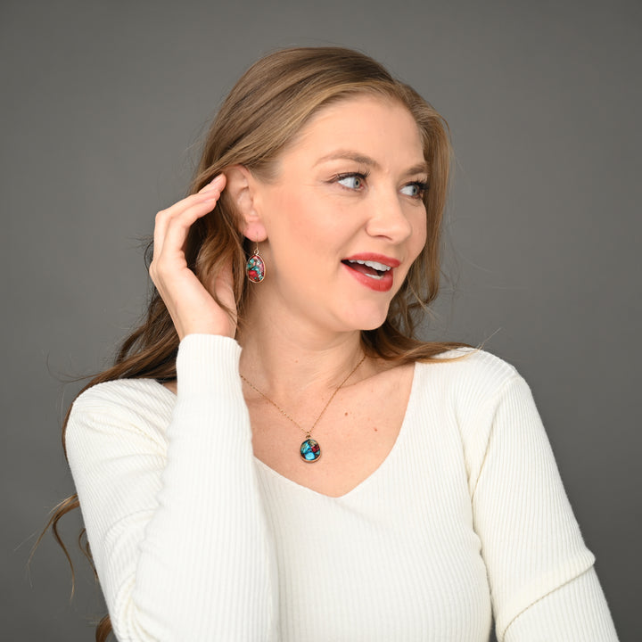 馬賽克碧玉耳環