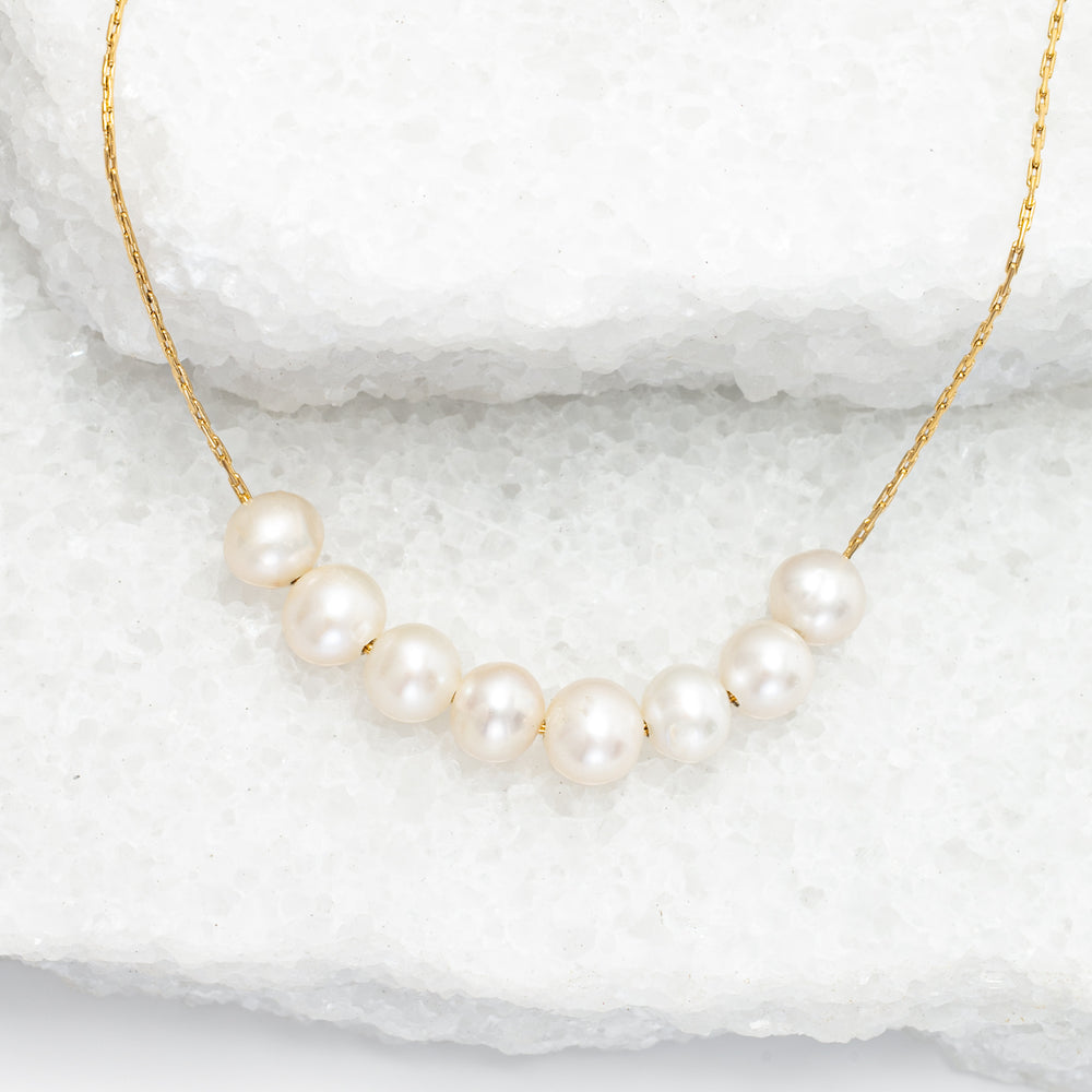 Photo of gold necklace with pearls, necklace with pearl pendant, wedding jewelry, bridal gold necklaces, ocean jewelry