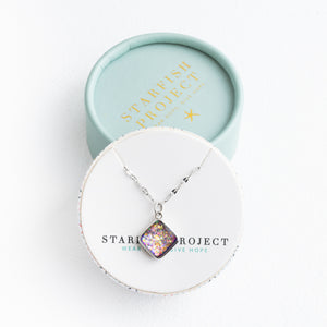 Gift box photo of beautiful silver necklace, necklace with colorful pendant, artisan jewelry for women, Christmas gifts