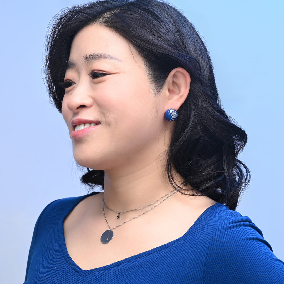 Serenity Wave Earrings in Silver & Cobalt Blue