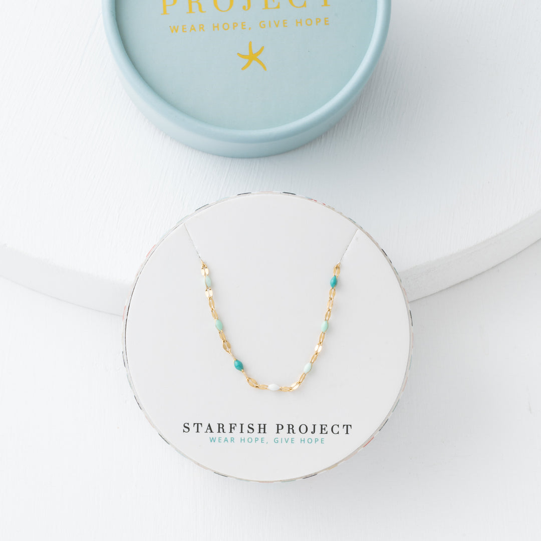 Punctuated Chain Necklace in Shades of Blue