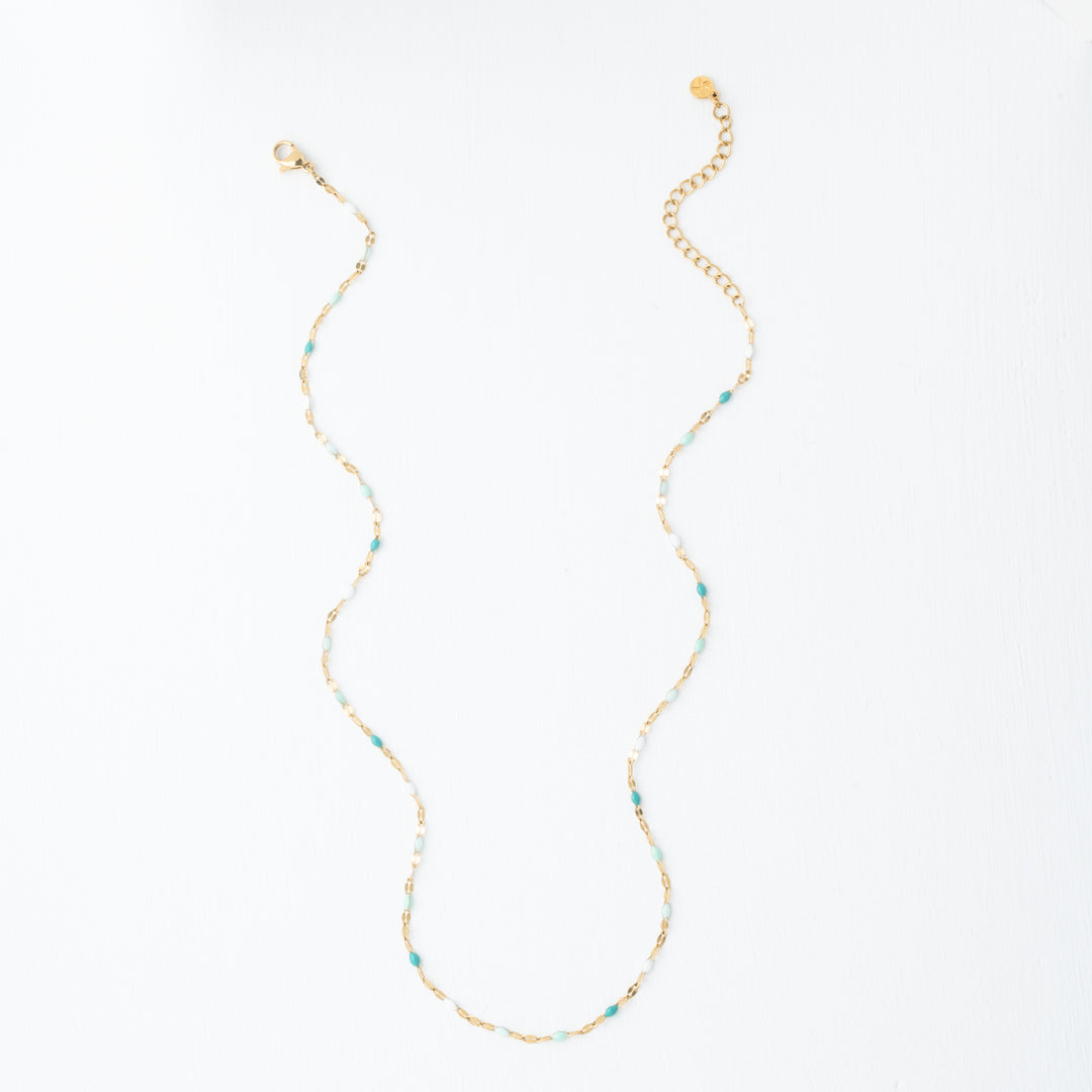 Punctuated Chain Necklace in Shades of Blue
