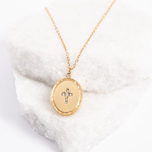 Shine Bright Cross Pendant in Pearl White