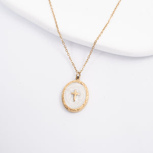 Shine Bright Cross Pendant in Pearl White