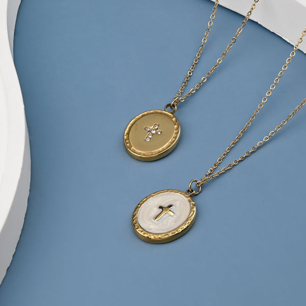 Shine Bright Cross Pendant in Pearl White