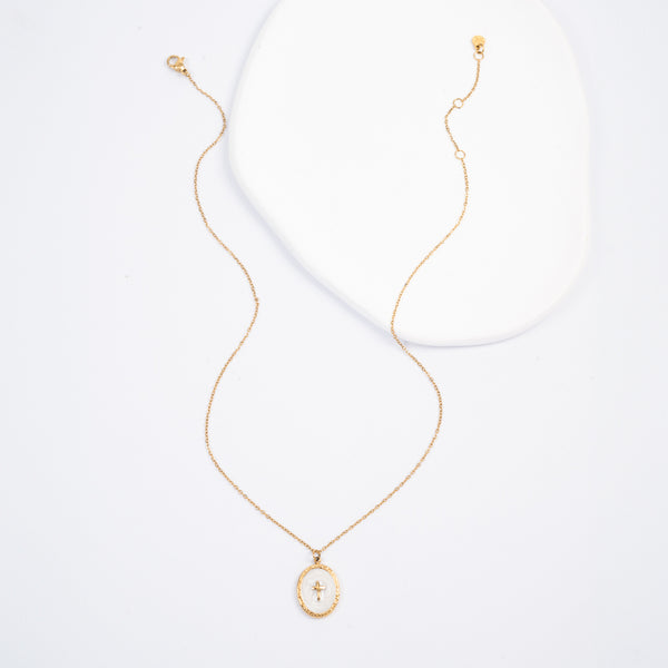 Shine Bright Cross Pendant in Pearl White