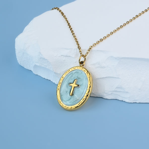 Shine Bright Cross Pendant in Mint