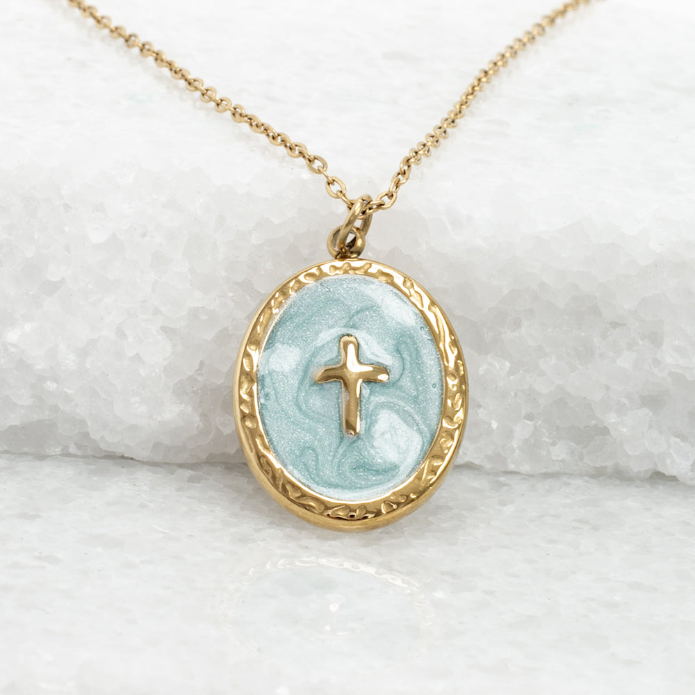 Shine Bright Cross Pendant in Mint