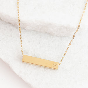 Gold bar necklace, starfish logo, symbol for hope, symbolism of starfish, Starfish Project brand