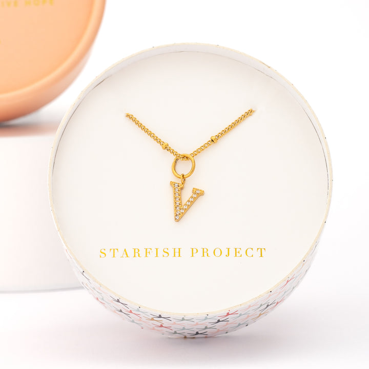 V Initial Kids Necklace