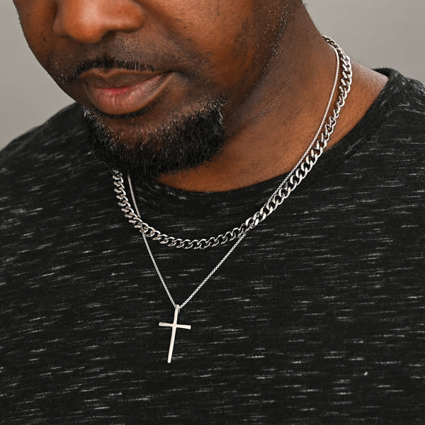Men's layered silver necklaces, great xmas gifts, jewelry gifts for men, men's silver chain