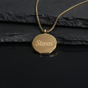 Example photo of engravable necklace, fair trade businesses, gold engravable necklace for men, fair trade business