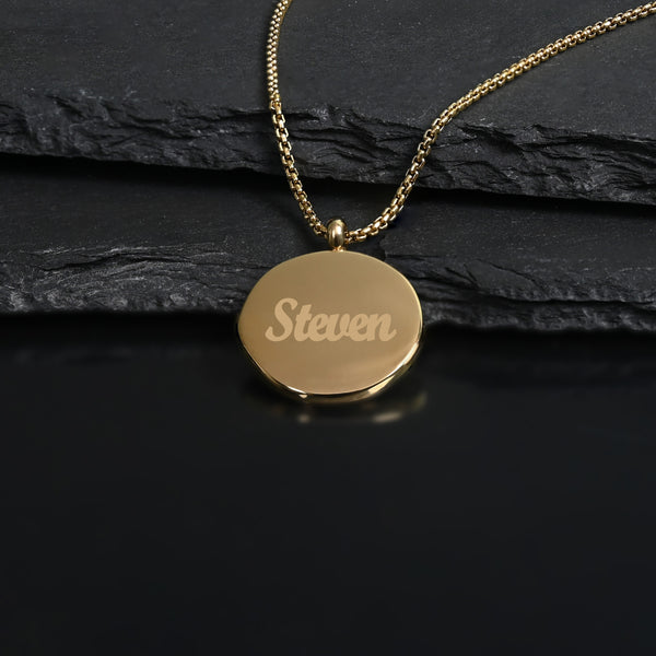 Example photo of engravable necklace, fair trade businesses, gold engravable necklace for men, fair trade business