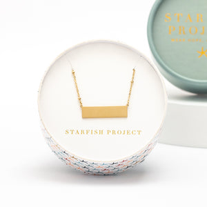 Gift box, starfish project, beautiful jewelry brands, heart pendant, engravable bar necklace 
