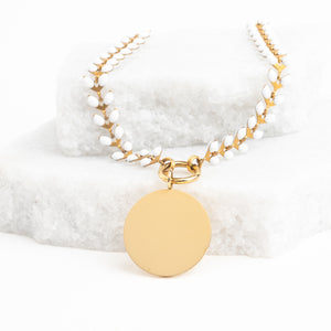 Engravable gold necklace, necklace with ivory, creative gift ideas for Christmas, personalized Christmas gifts