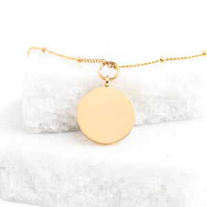 Simple side of engravable gold necklace, gold chain necklace, women's artisan jewelry, freedom business 