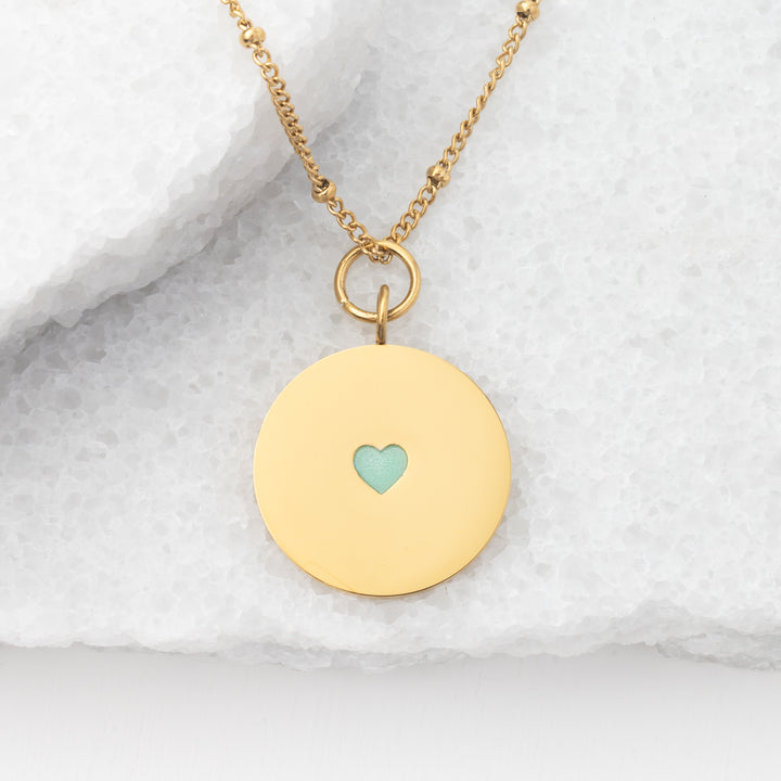Cherished Engravable Heart Pendant with Mint Heart
