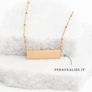Engravable bar necklace, fair trade businesses, gold engravable necklace for women, special Christmas gift ideas