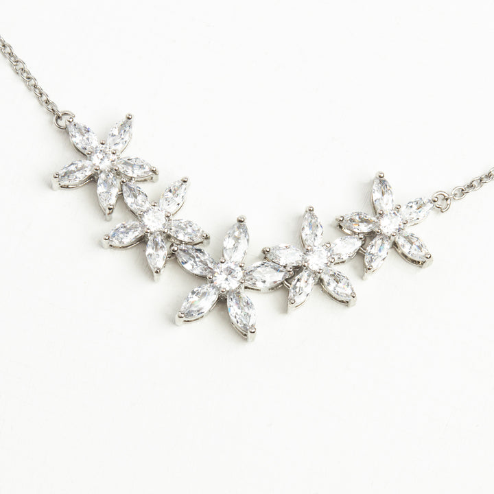 Radiant Bloom Platinum and Zircon Necklace
