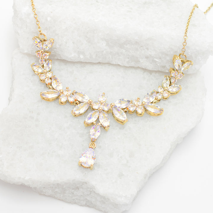 Golden Chandelier Zircon Necklace