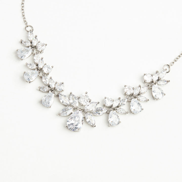 Glittering Garland Platinum and Zircon Necklace