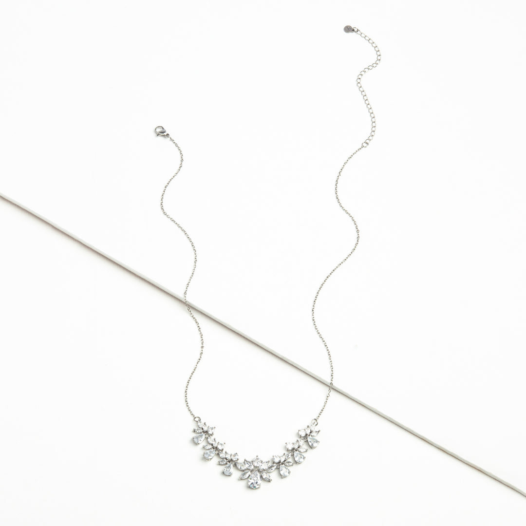 Glittering Garland Platinum and Zircon Necklace