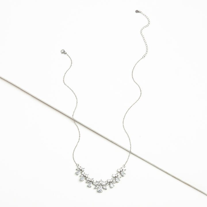 Glittering Garland Platinum and Zircon Necklace