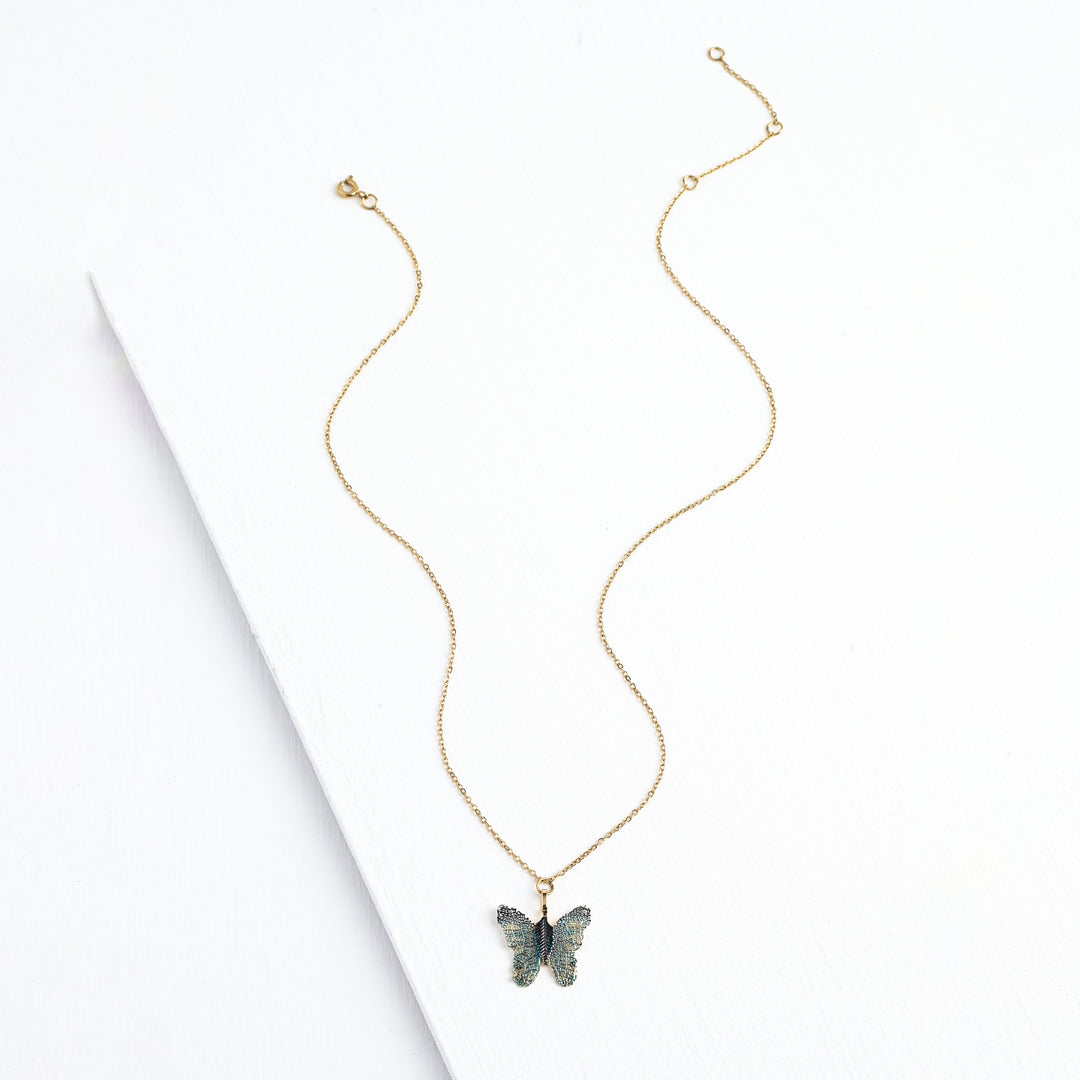 Butterfly Gold Pendant Leaf Necklace