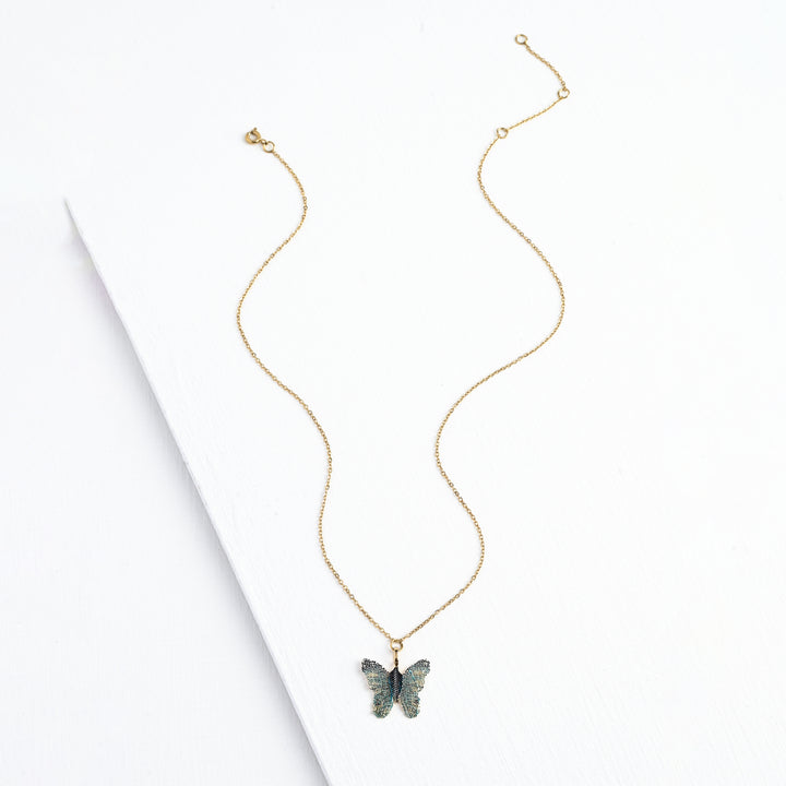 Butterfly Gold Pendant Leaf Necklace