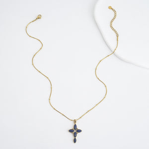 Midnight Star Blue Lapis Cross Necklace