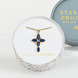 Midnight Star Blue Lapis Cross Necklace