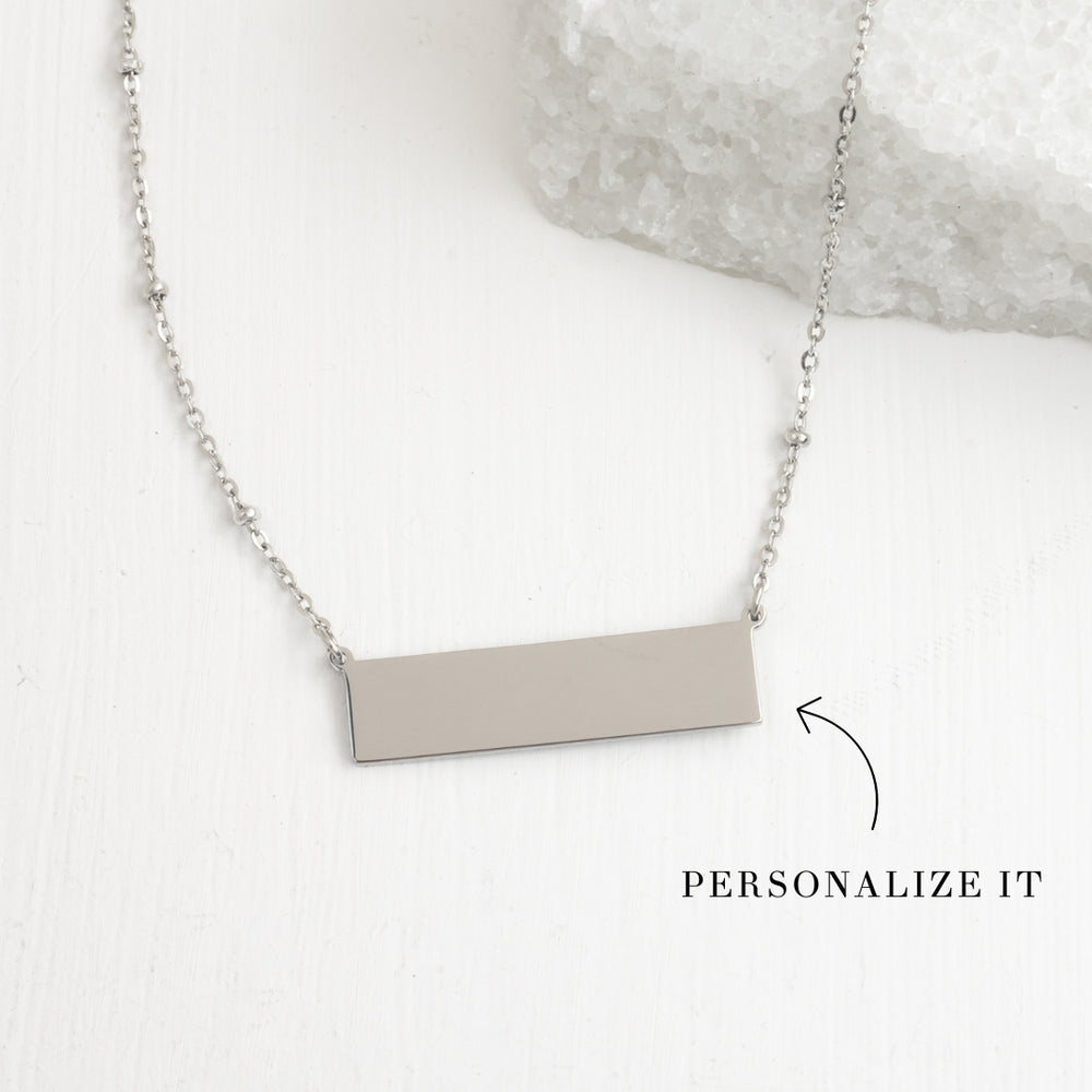 Engravable bar necklace, fair trade businesses, silver engravable necklace for women, special Christmas gift ideas