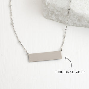 Engravable bar necklace, fair trade businesses, silver engravable necklace for women, special Christmas gift ideas