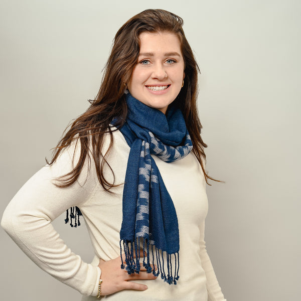 Reflections of Indigo Tassel Scarf