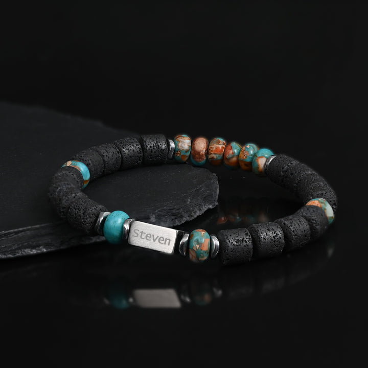 Engravable Strength Turquoise Emperor Stone Bracelet (KF)