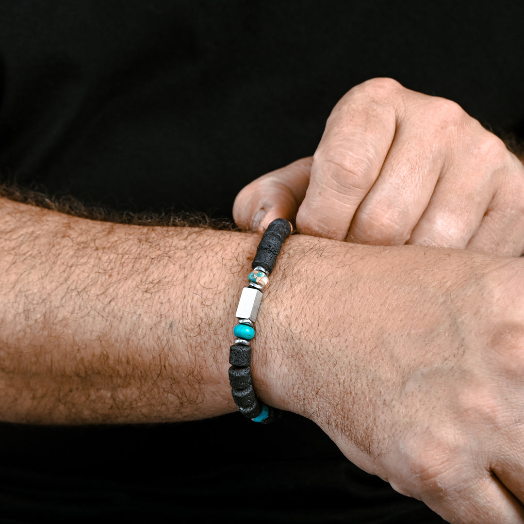 Engravable Strength Turquoise Emperor Stone Bracelet (KF)