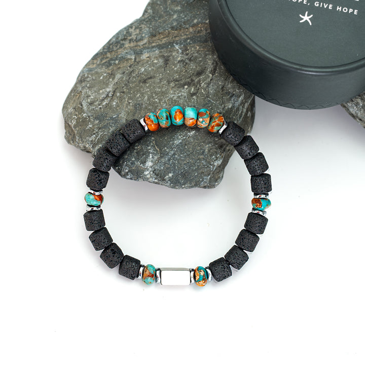 Engravable Strength Turquoise Emperor Stone Bracelet (KF)